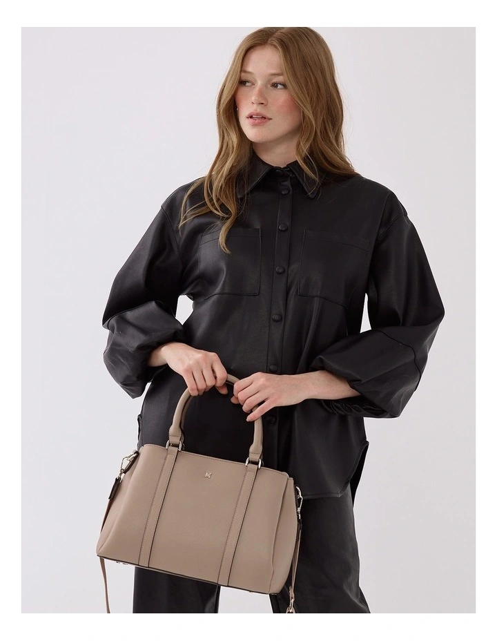 Patricia Medium Zip Top Satchel with 3 Compartments and Webbing Crossbody Strap image 2