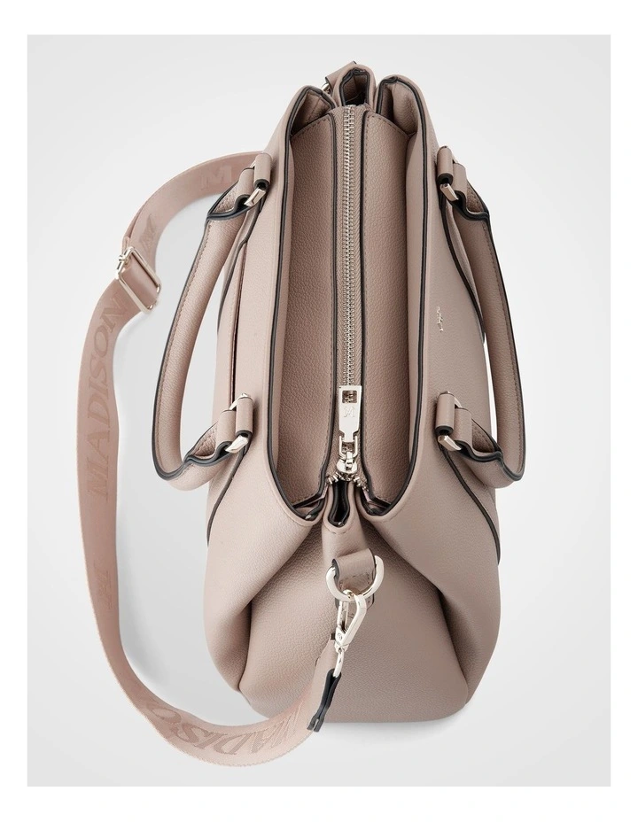 Patricia Medium Zip Top Satchel with 3 Compartments and Webbing Crossbody Strap image 4