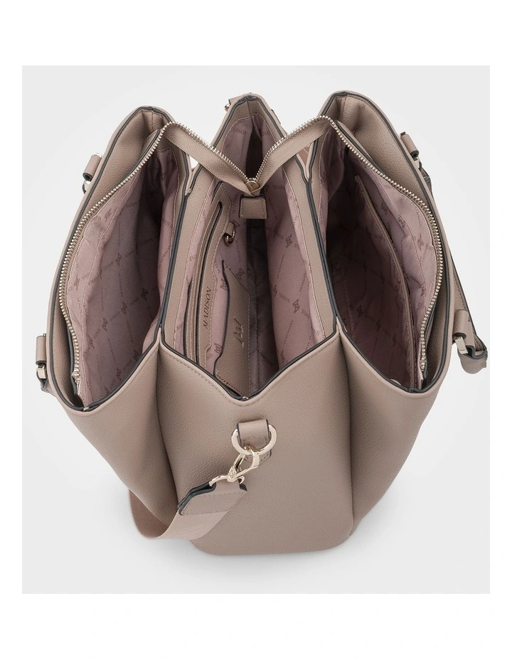 Patricia Medium Zip Top Satchel with 3 Compartments and Webbing Crossbody Strap image 5