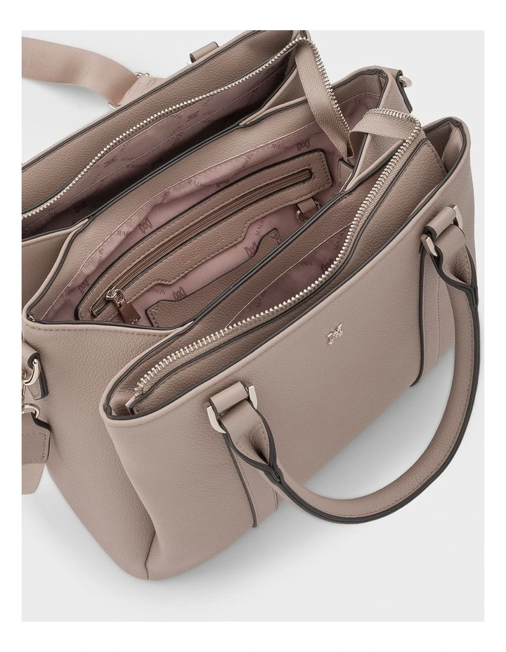 Patricia Medium Zip Top Satchel with 3 Compartments and Webbing Crossbody Strap image 6