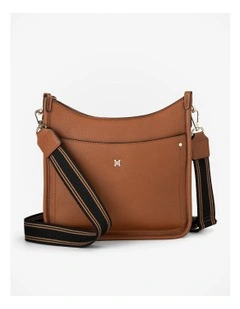 Paula Sling Zip Top Crossbody Bag with Stripe Webbing Strap