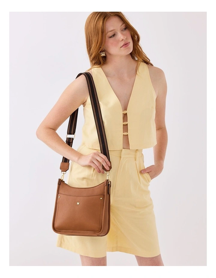 Paula Sling Zip Top Crossbody Bag with Stripe Webbing Strap image 2