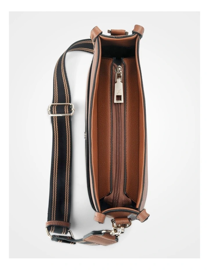 Paula Sling Zip Top Crossbody Bag with Stripe Webbing Strap image 4
