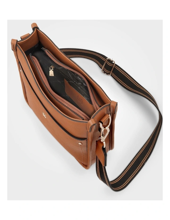 Paula Sling Zip Top Crossbody Bag with Stripe Webbing Strap image 5