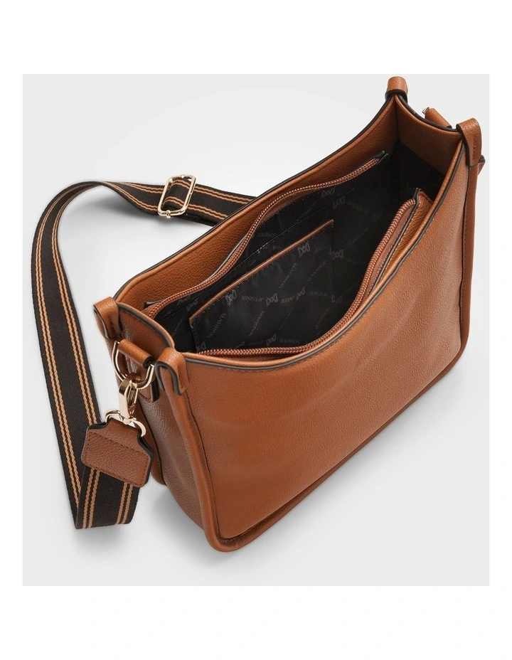 Paula Sling Zip Top Crossbody Bag with Stripe Webbing Strap image 6