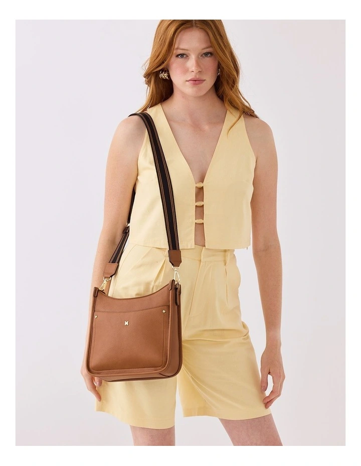 Paula Sling Zip Top Crossbody Bag with Stripe Webbing Strap image 7