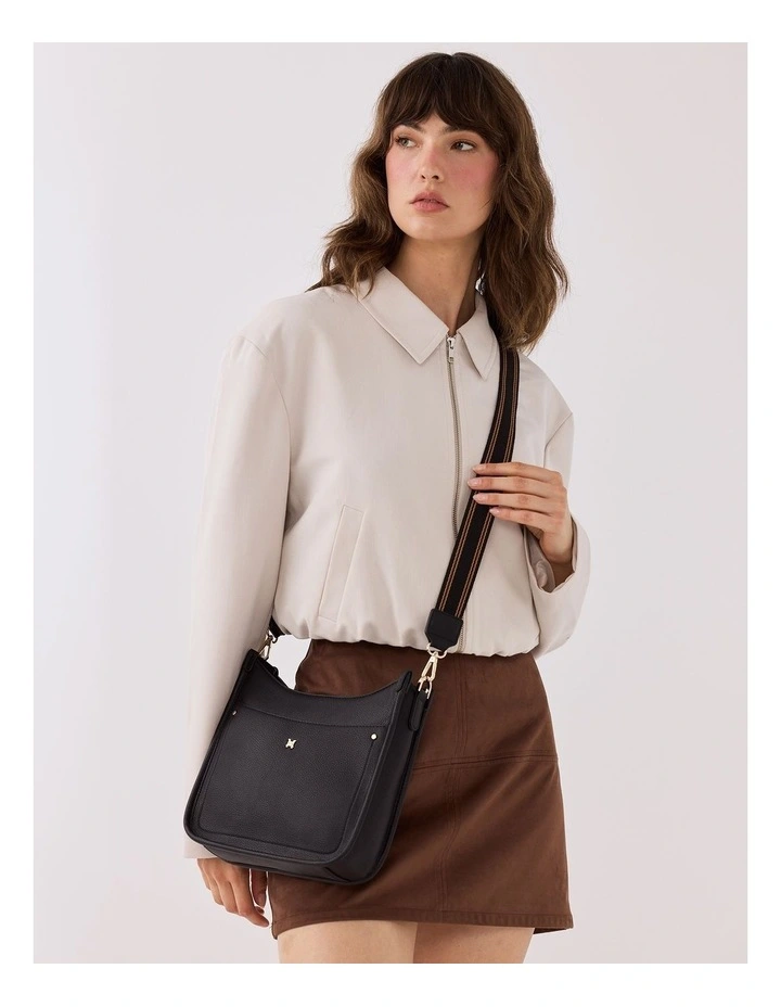 Paula Sling Zip Top Crossbody Bag with Stripe Webbing Strap image 2