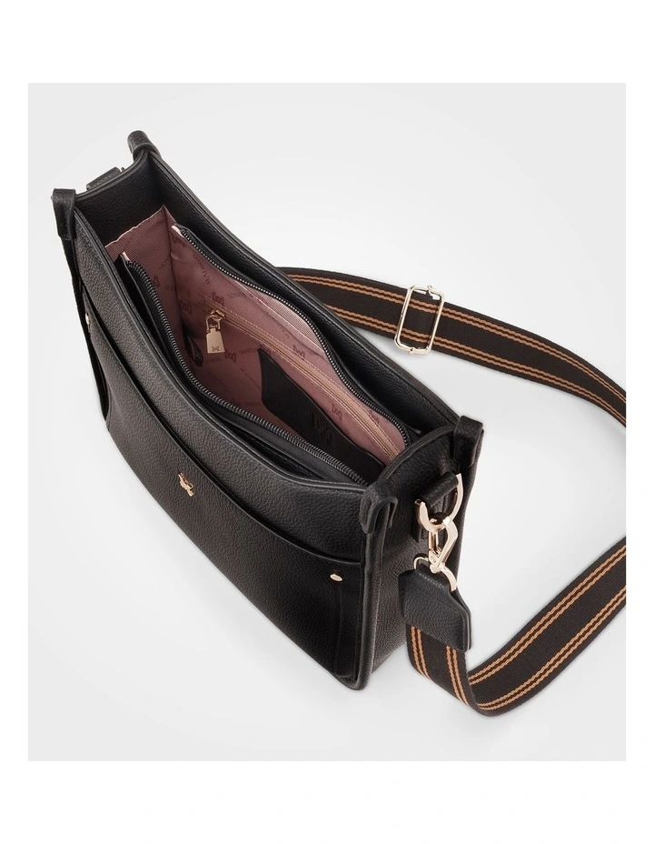 Paula Sling Zip Top Crossbody Bag with Stripe Webbing Strap image 5