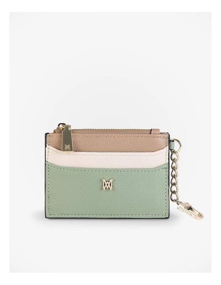 Hannah Zip Card Case Bag With Chain Clip in Green image 1