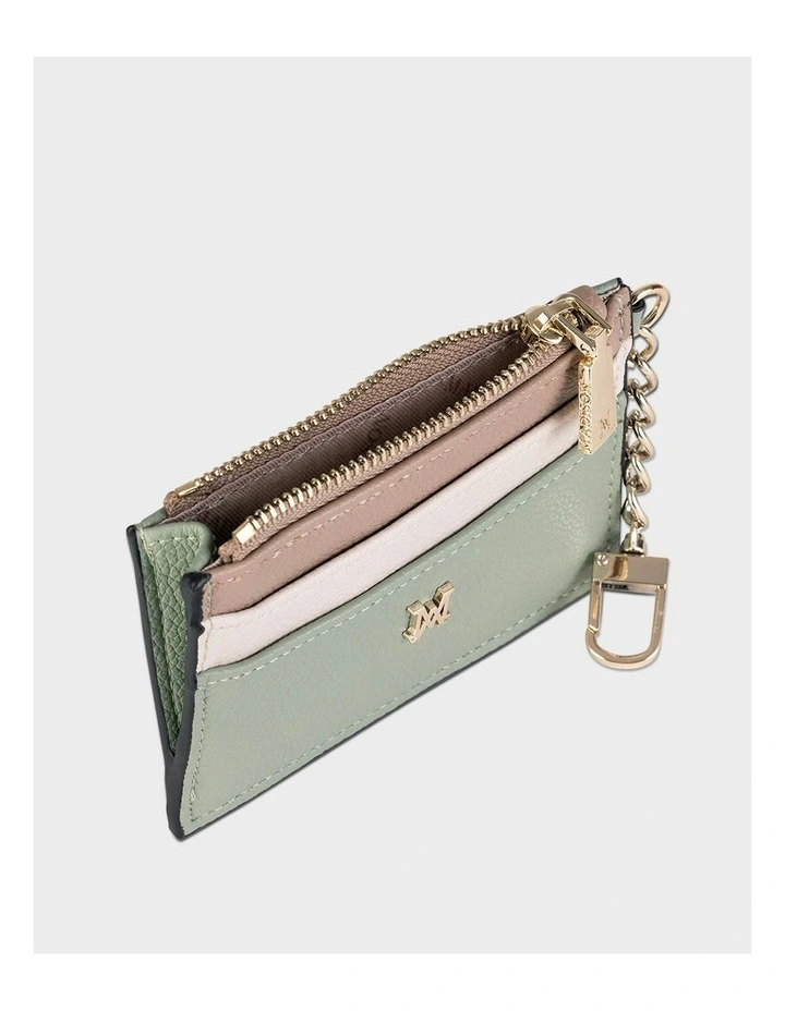 Hannah Zip Card Case Bag With Chain Clip in Green image 2