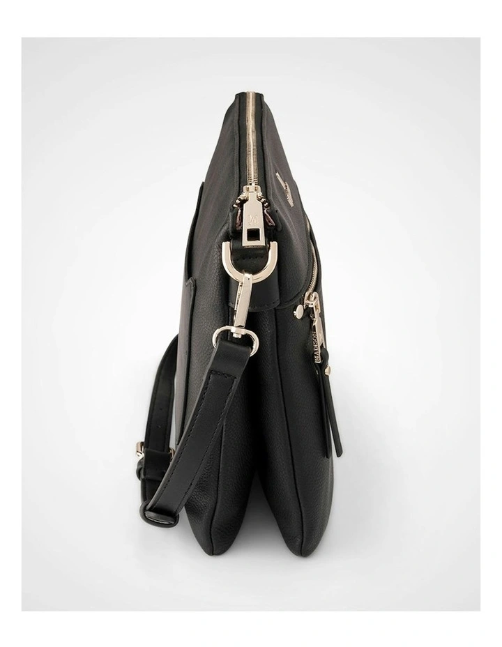 Renee Zip Top 2 Compartment Crossbody Bag in Black image 5