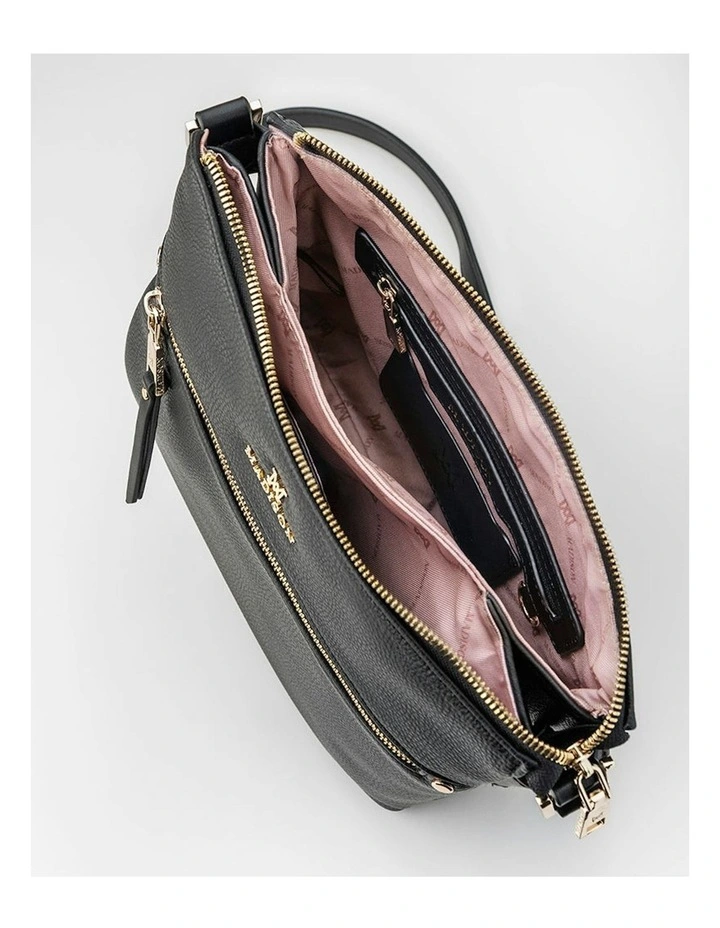 Renee Zip Top 2 Compartment Crossbody Bag in Black image 6