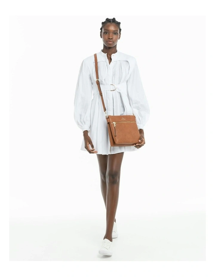 Renee Zip Top 2 Compartment Crossbody Bag in Brown image 4