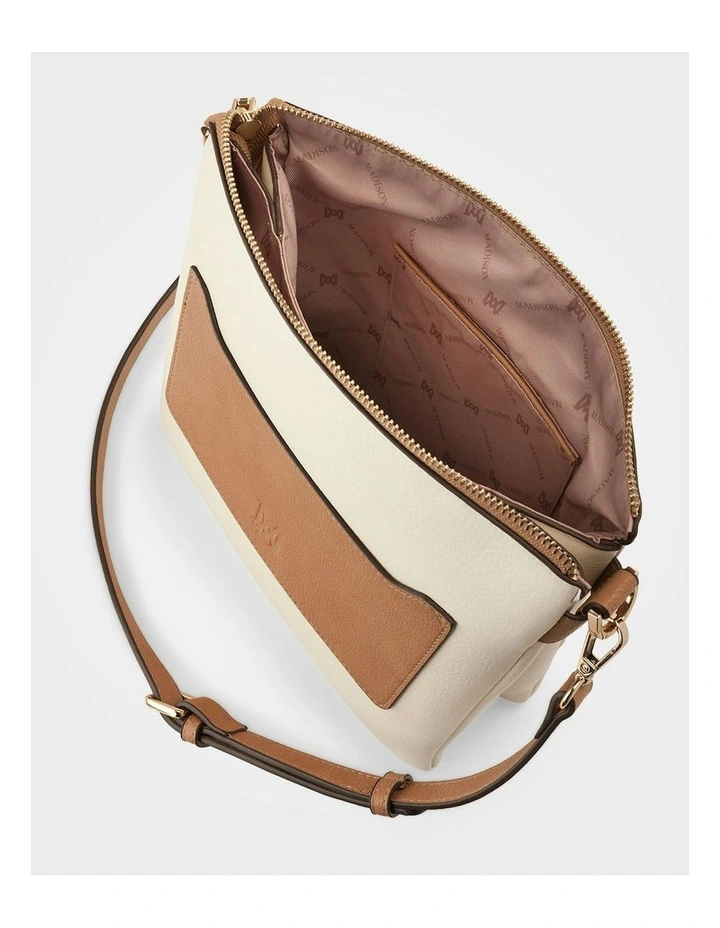 Renee Zip Top 2 Compartment Crossbody Bag in White image 6