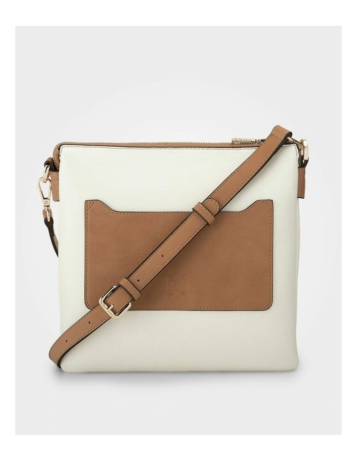 Renee Zip Top 2 Compartment Crossbody Bag in White image 7
