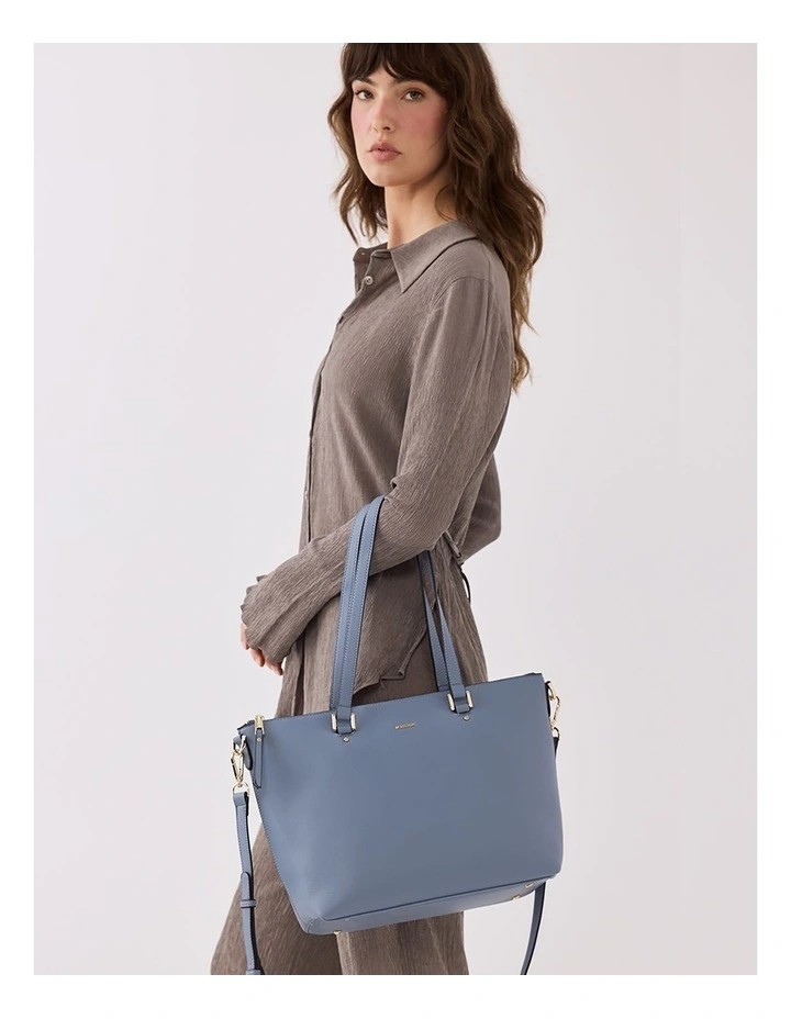 Vivian Medium Zip Top Tote with Crossbody Strap in Blue image 2