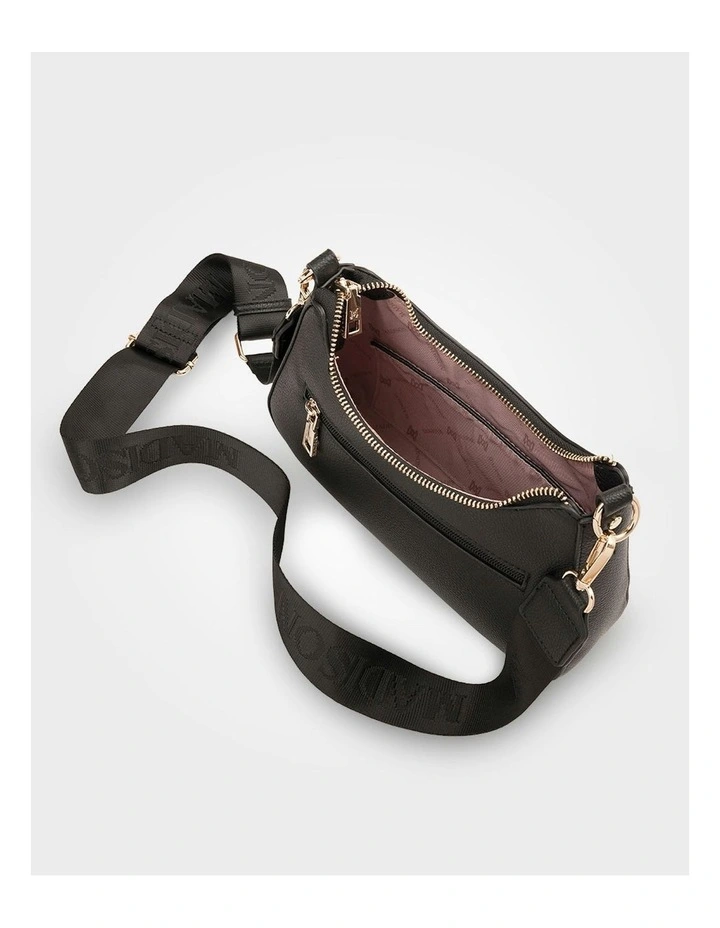 Jo Convertible Small Hobo Shoulder Bag with Monogram Crossbody Strap in Black image 6