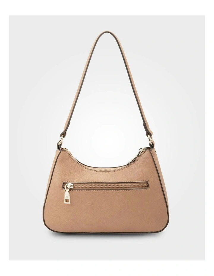 Jo Convertible Small Hobo Shoulder Bag with Monogram Crossbody Strap in Caramel image 3