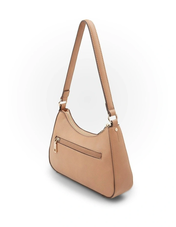 Jo Convertible Small Hobo Shoulder Bag with Monogram Crossbody Strap in Caramel image 4