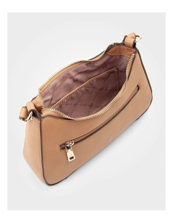 Jo Convertible Small Hobo Shoulder Bag with Monogram Crossbody Strap in Caramel image 6