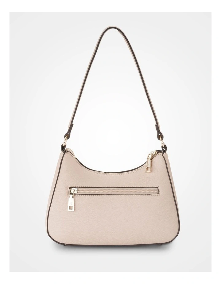 Jo Convertible Small Hobo Shoulder Bag with Monogram Crossbody Strap in Beige image 7