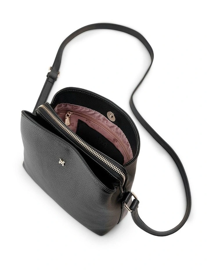 Danni Small 3 Compartment Bucket Crossbody Bag in Black image 4