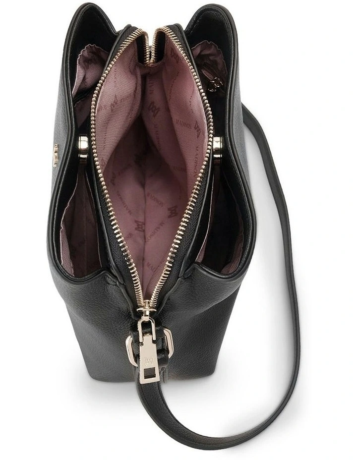 Danni Small 3 Compartment Bucket Crossbody Bag in Black image 5