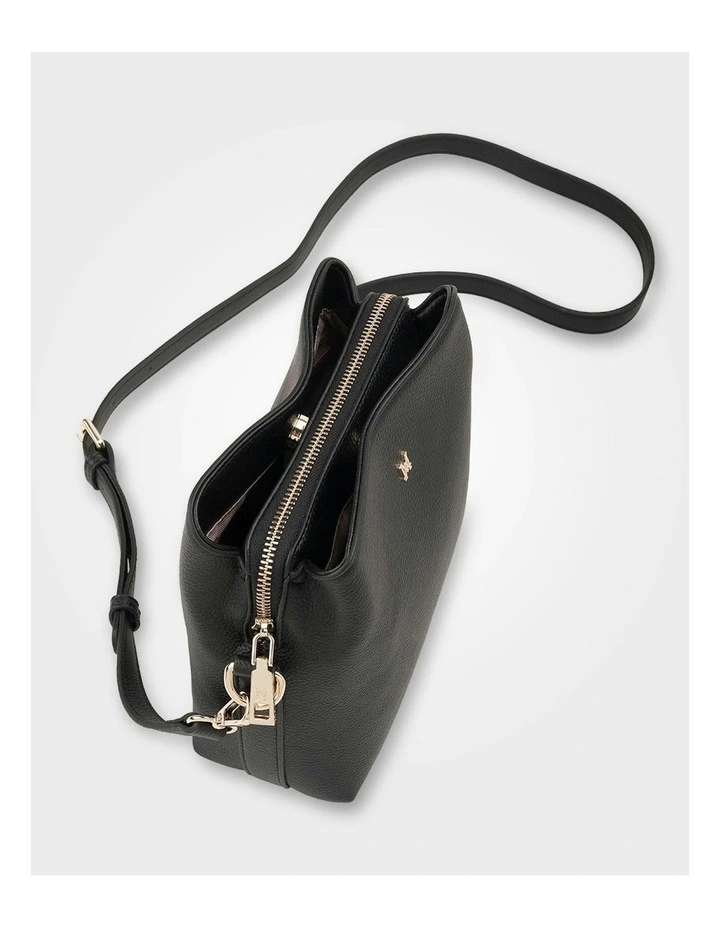 Danni Small 3 Compartment Bucket Crossbody Bag in Black image 6