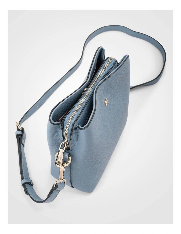 Danni Small 3 Compartment Bucket Crossbody Bag in Blue image 4