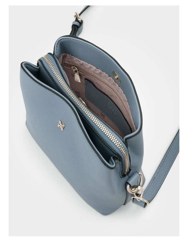 Danni Small 3 Compartment Bucket Crossbody Bag in Blue image 5