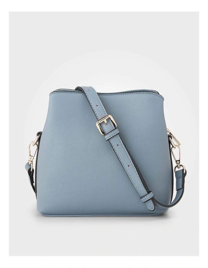 Danni Small 3 Compartment Bucket Crossbody Bag in Blue image 7