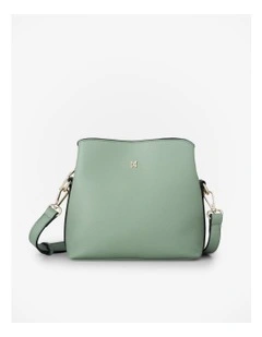 Danni Small 3 Compartment Bucket Crossbody Bag in Green