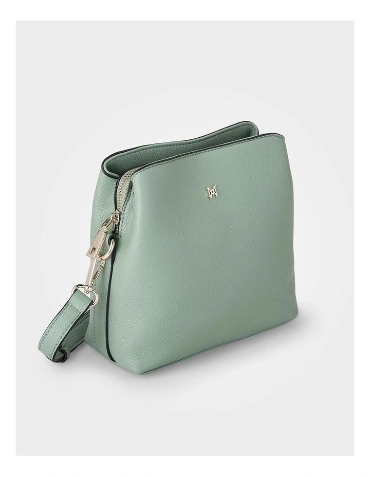 Danni Small 3 Compartment Bucket Crossbody Bag in Green image 3