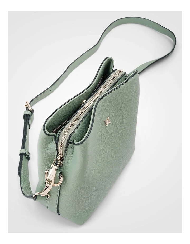Danni Small 3 Compartment Bucket Crossbody Bag in Green image 4