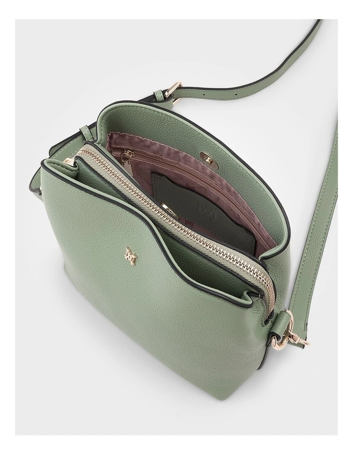 Danni Small 3 Compartment Bucket Crossbody Bag in Green image 5