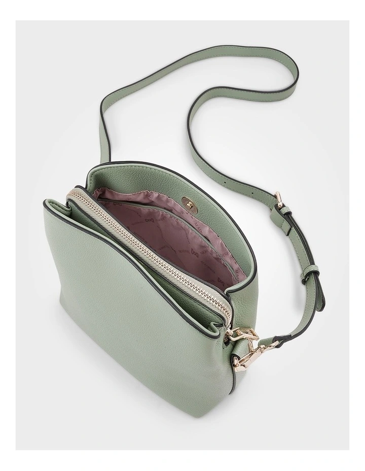 Danni Small 3 Compartment Bucket Crossbody Bag in Green image 6