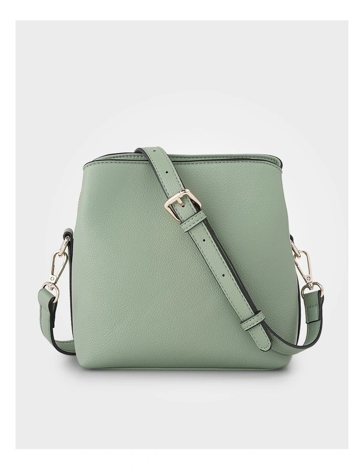 Danni Small 3 Compartment Bucket Crossbody Bag in Green image 7