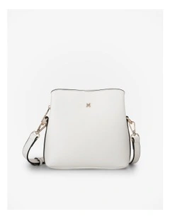 Danni Small 3 Compartment Bucket Crossbody Bag in White