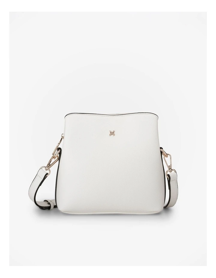 Danni Small 3 Compartment Bucket Crossbody Bag in White image 1