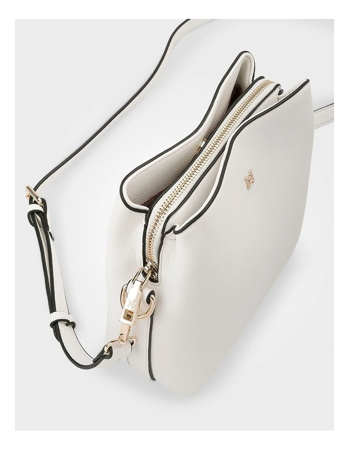 Danni Small 3 Compartment Bucket Crossbody Bag in White image 4