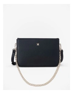 Lucinda Zip Top Convertible Chain & Crossbody Bag in Black