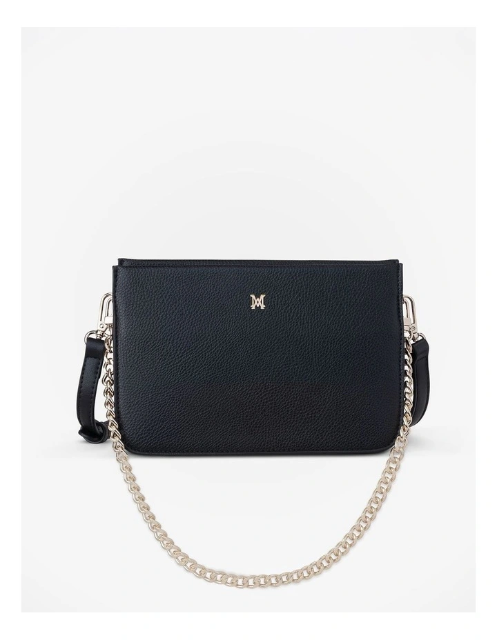 Lucinda Zip Top Convertible Chain & Crossbody Bag in Black image 1