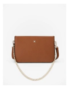 Lucinda Zip Top Convertible Chain & Crossbody Bag in Brown