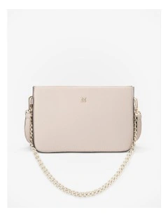 Lucinda Zip Top Convertible Chain & Crossbody Bag in Beige