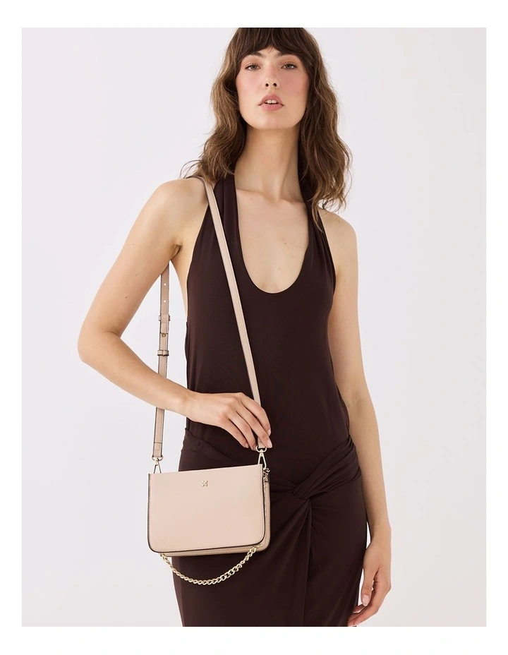Lucinda Zip Top Convertible Chain & Crossbody Bag in Beige image 2