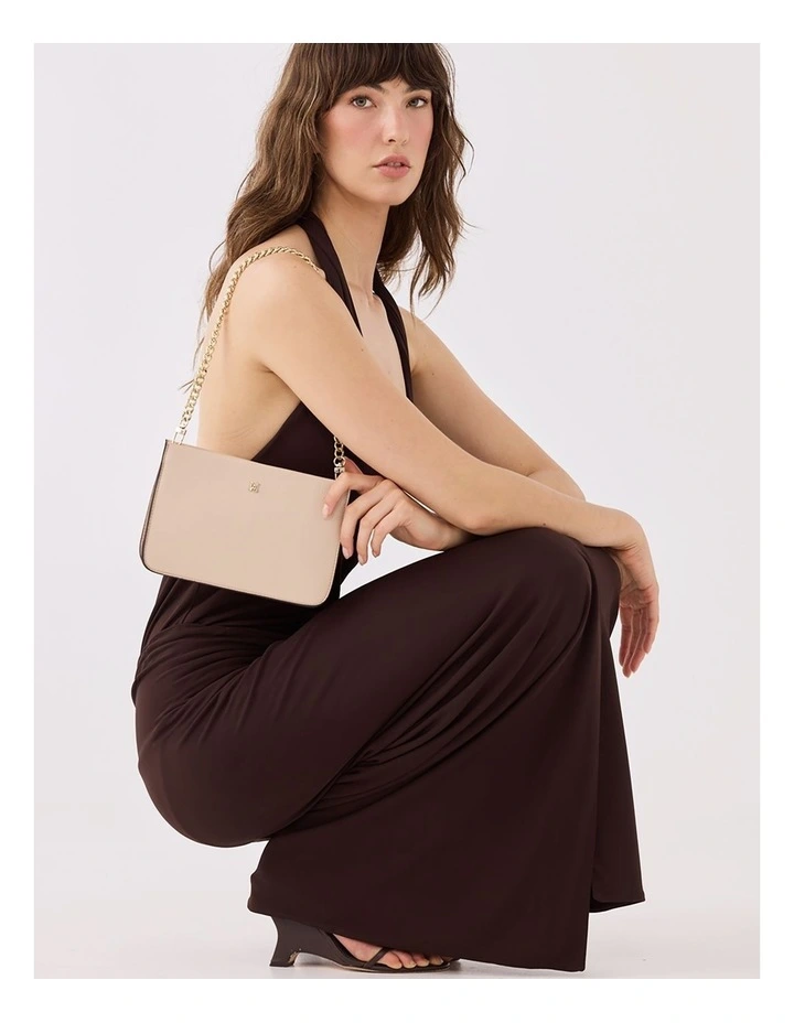 Lucinda Zip Top Convertible Chain & Crossbody Bag in Beige image 3