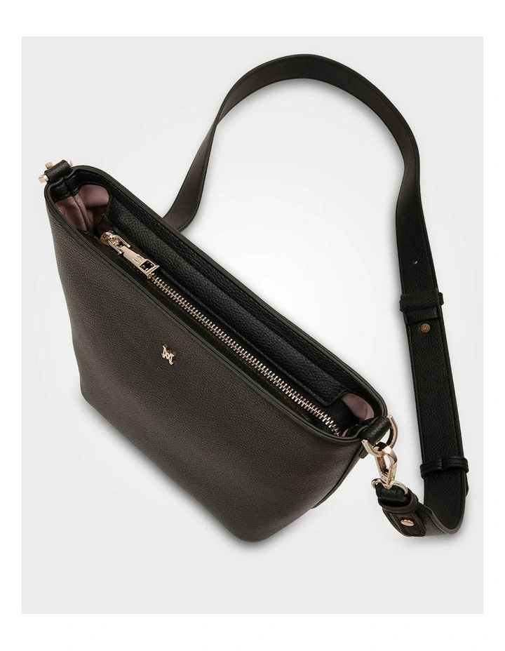 Remi Zip Top Bucket Crossbody Bag in Black image 5