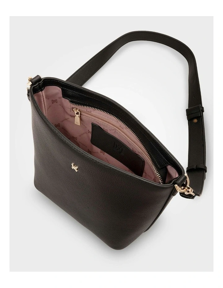 Remi Zip Top Bucket Crossbody Bag in Black image 6