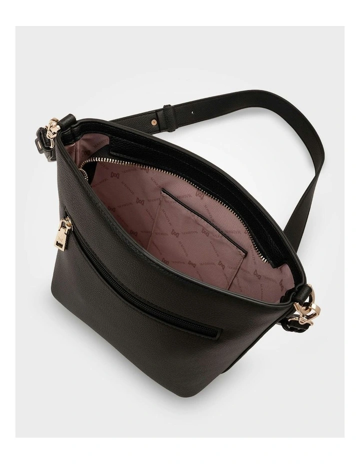 Remi Zip Top Bucket Crossbody Bag in Black image 7