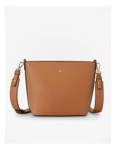 Remi Zip Top Bucket Crossbody Bag in Brown